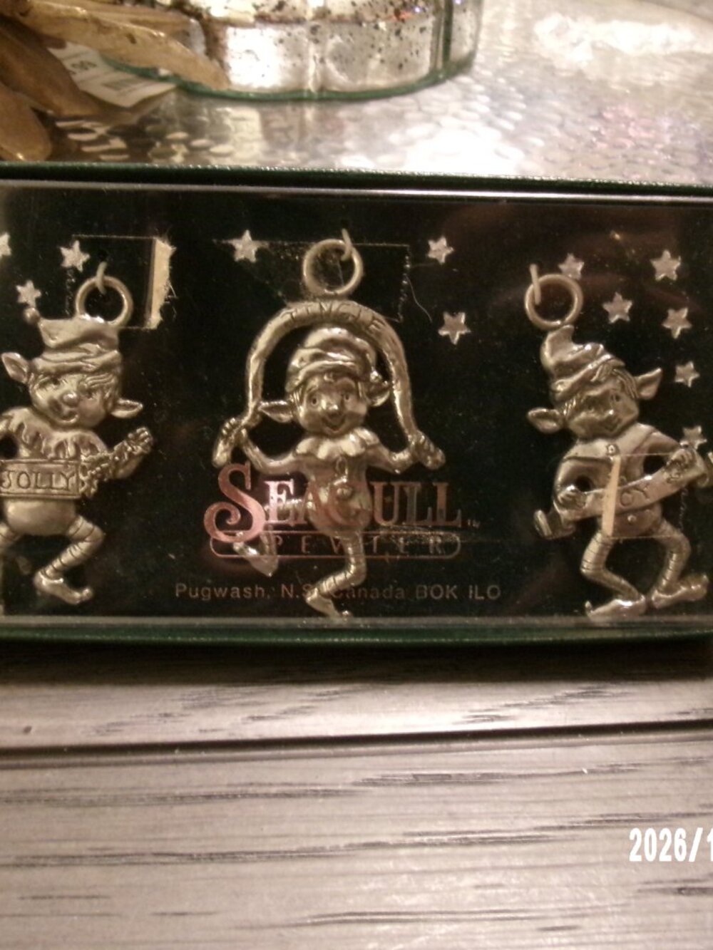 Vintage Seagull Pewter Elves / Ornaments Set of 3 1990 Boxed Jolly, Joy & Jingle